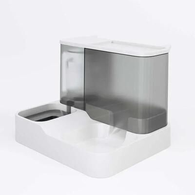 Inspire Essentials HydraPaws 2 In 1 Automatic Pet Feeder And Water Dispenser Set gray