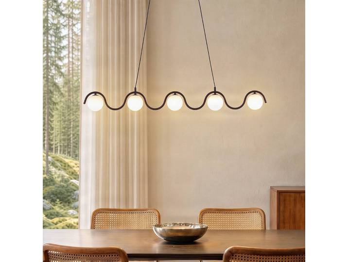 Glas Hängelampe Sinus 5 EMIBIG LIGHTING, dimmbar, schwarz, für Wohn- / Esszimmer, Glas, Modern, Pendelleuchte