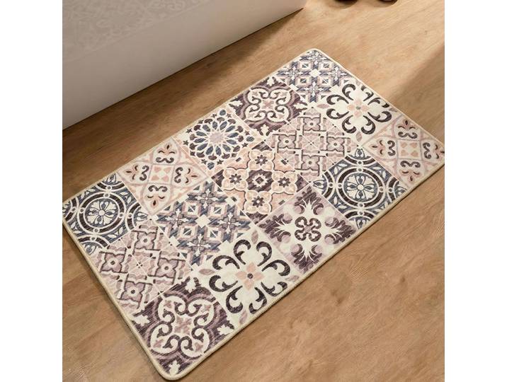 Badematte GINO FALCONE Aquata GF-160, Badvorleger, Badezimmer Teppich , bunt (beige), H:7mm, Kunstfaser, Badematten, Badematte, Badteppich, bedruckt, Fliesen Optik, rechteckig