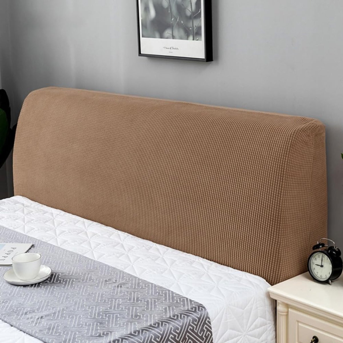 Dailygoods Stretch Hoofdbordhoes - Koffie - Duurzame en rekbare bescherming voor uw bedhoofdeinde