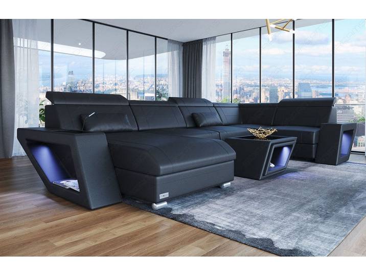 Leder Couch Catania U-Form