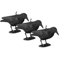 Relaxdays Vogelschreck Krähe im 3er Set Schwarz