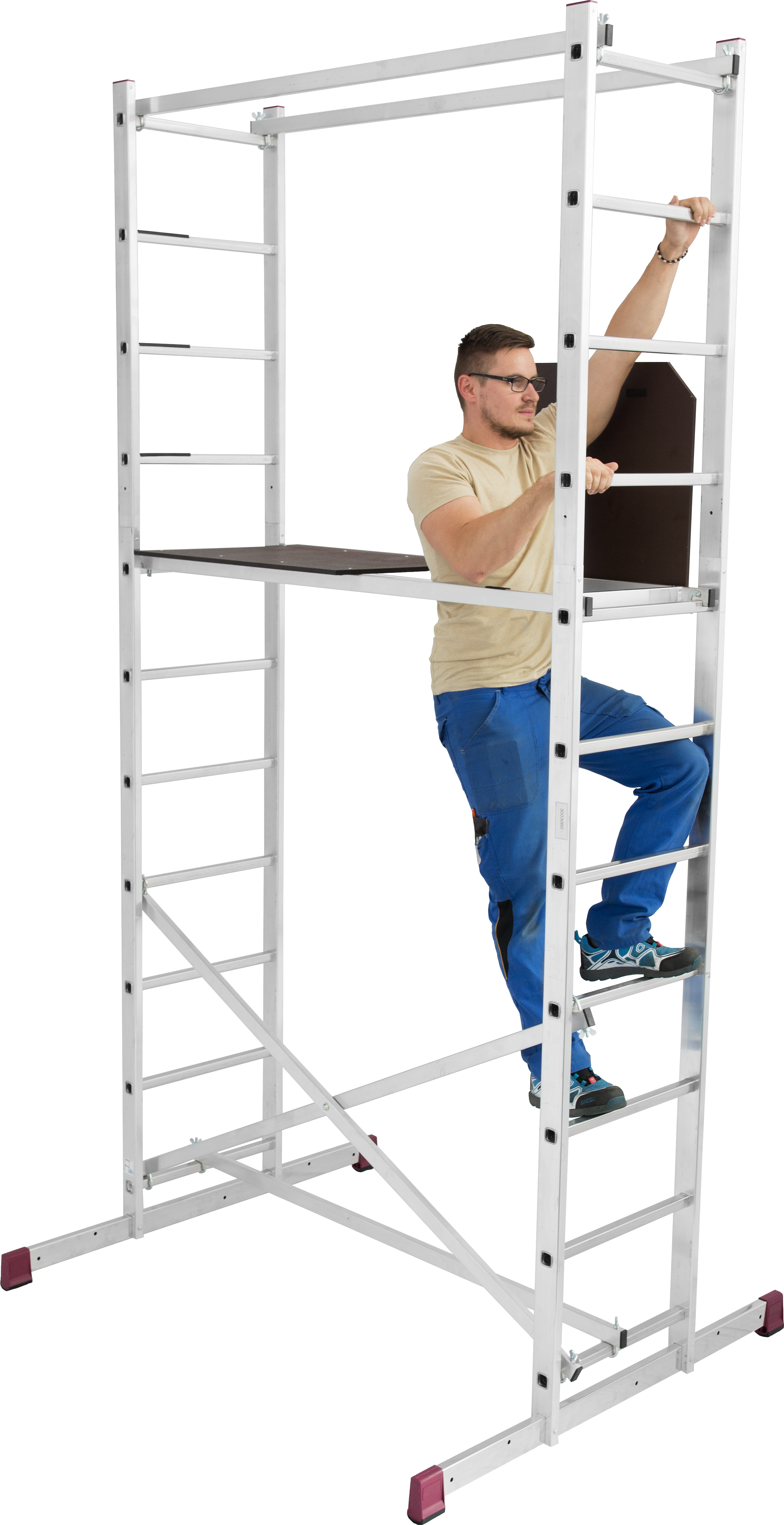 Arbeitsgerüst KRAUSE "CORDA", grau (aluminiumfarben), H:400cm L:150cm, Aluminium, Gerüste, Montagegerüst mit rutschsicherer Belagbühne 1,50 x 0,56 m