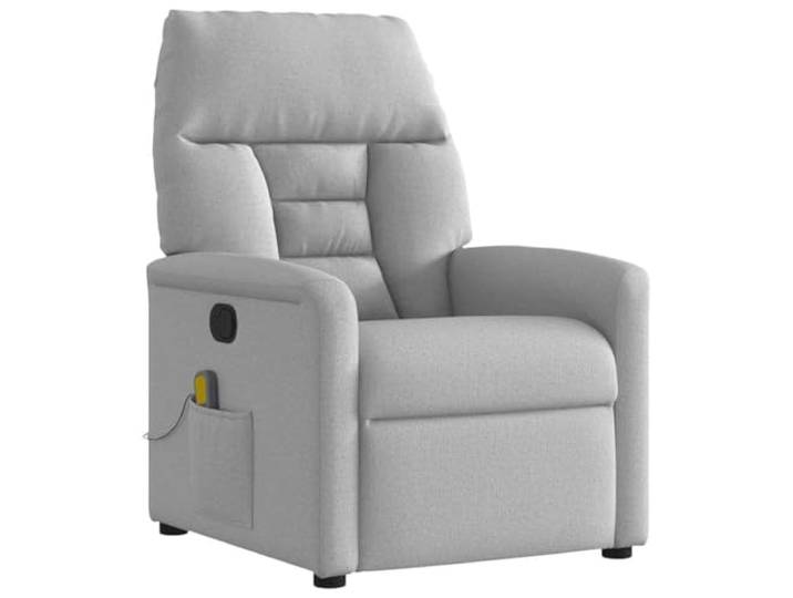 YUTAASU Massage Recliner Chair Cloud Gray Fabric Manual Recline 135 Degrees, 6 Vibration Points, USB Powered, Wood and Metal Frame