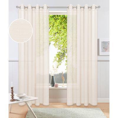 Gardine OTTO HOME "Kyllo", beige (creme), B:140cm H:145cm, Polyester, Polyester, Gardinen, Gardine, Leinen-Look, halbtransparent, Ösen- Aufhängung, Pflegeleicht