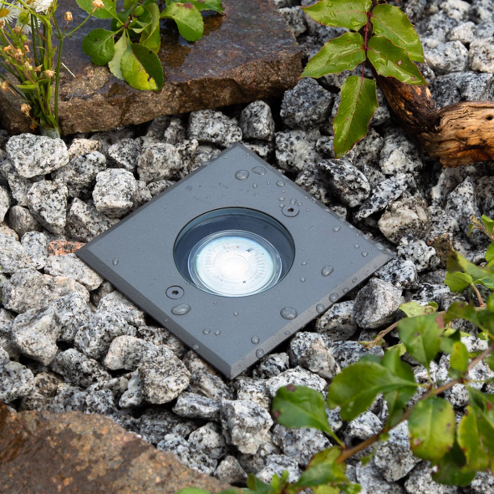EVN Talpa vierkante grondspot inbouwlamp, zwart aluminium, zwenkbaar en dimbaar