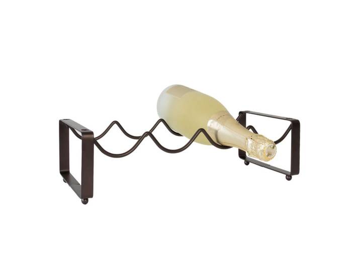Weinregal aus Eisen für 4 Weinflaschen Stapelbar 43 / 17 / 11 cm, Schwarz, Metall, 17x11x43 cm, Wohnzimmer, Regal, Weinregal