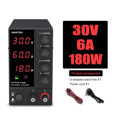 Wanptek DC Power Supply, Adjustable Lab Power Supply, Voltage Regulator, Variable Bench Power Supply For Electronics w nps306w Black