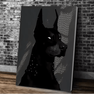 Inspire Curations Black Doberman & Woman Canvas Wall Art Modern Doberman Dog Painting Poster black11 30x40cmframeless