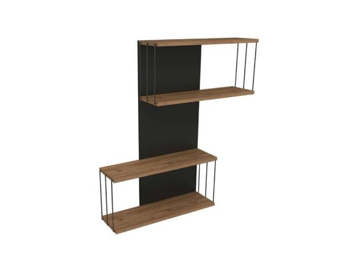 Étagère murale Rangement mural Bois MDF mélaminé Anthracite et Chêne L 65 cm Industriel
