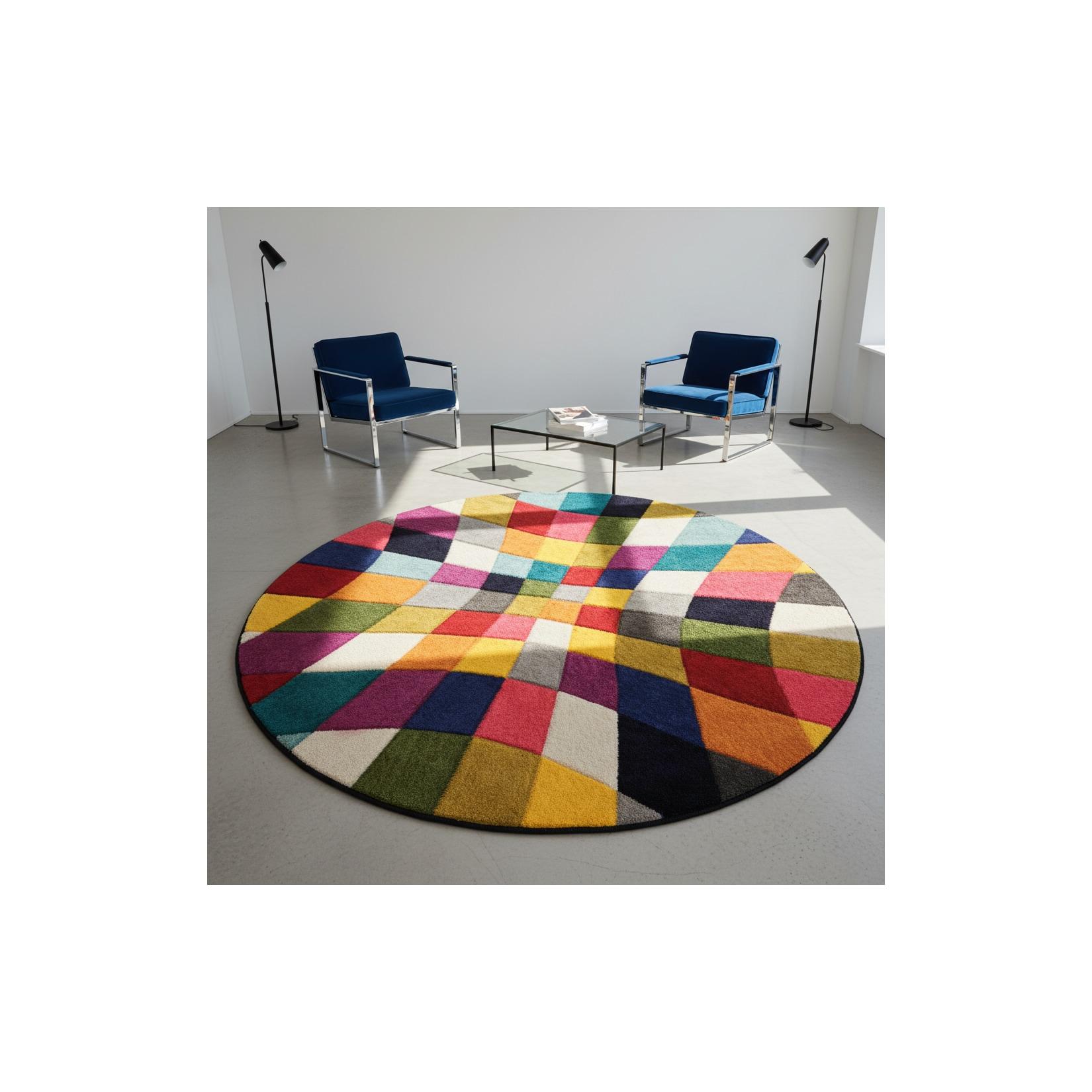 Teppich Rauten Bunt Ø160 cm - MEON Kadima Design