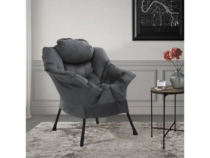 ML-Design Fauteuil relax anthracite Fauteuil de salon de télévision coussin avec accoudoirs poche latérale structure en acier
