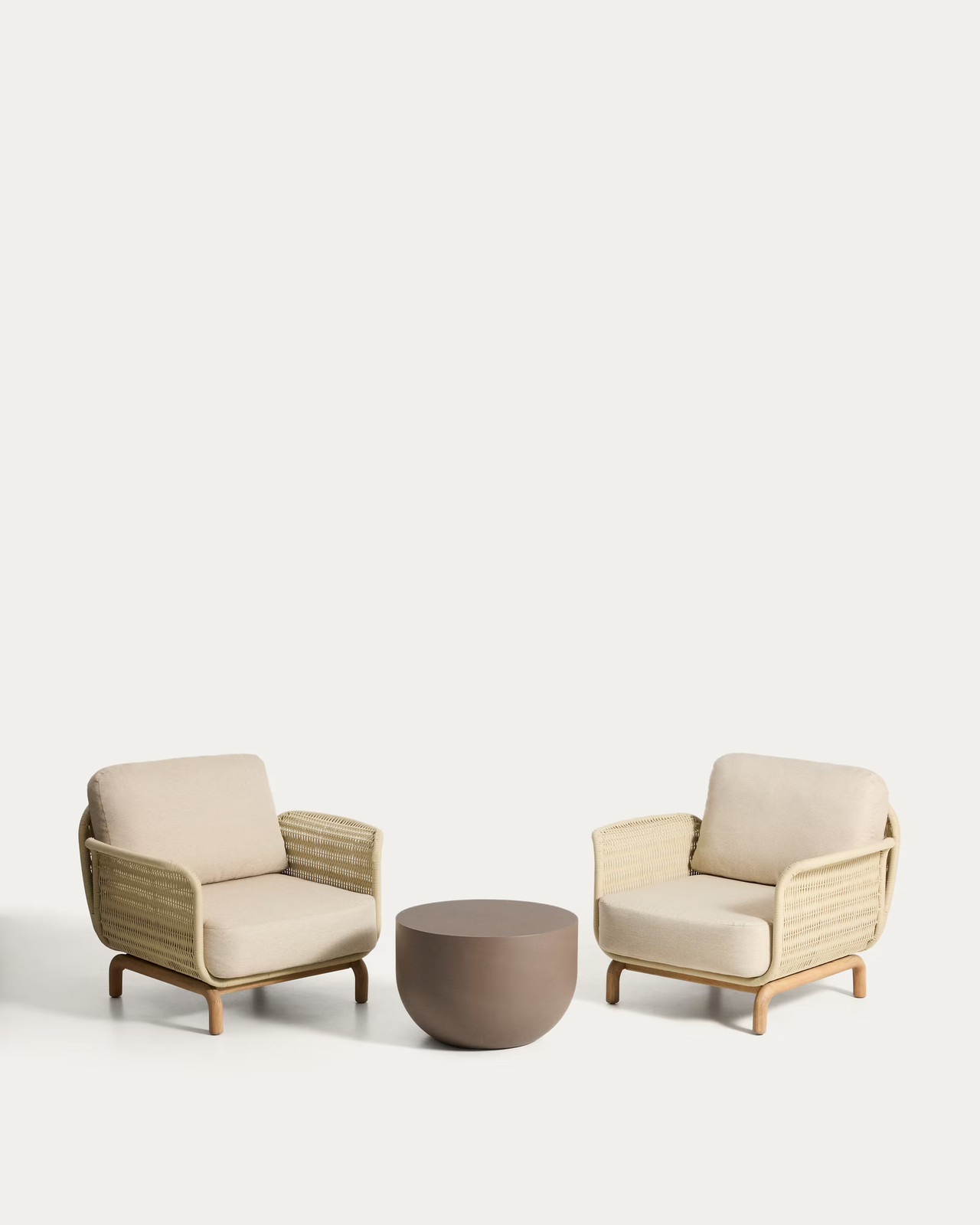 Kave Home Tuinset Alipa met 2 fauteuils en tafeltje - Beige