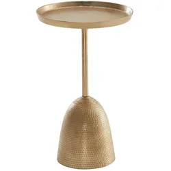 KADIMA DESIGN Beistelltisch Gold 33x33x53 cm Anstelltisch Aluminium, Kleiner Sofatisch Metall Rund, Wohnzimmertisch Couch Modern, Couchtisch