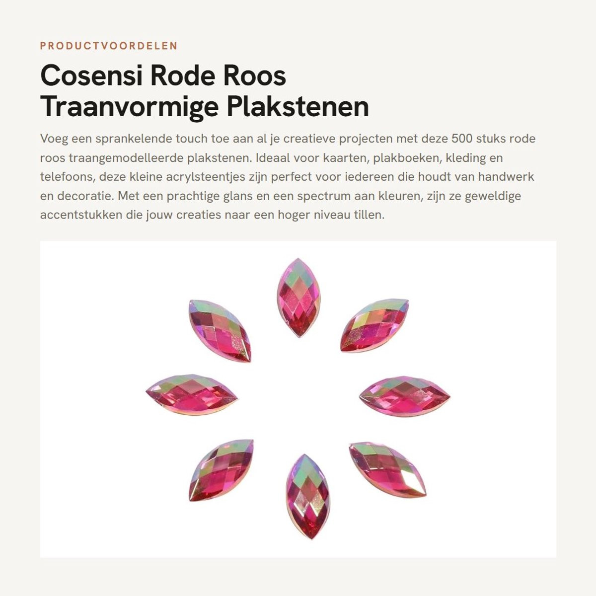 Dailygoods Plakstenen 500 Stuks Rode Roos Traanvormige Kristallen voor Decoratie 7 x 15 mm