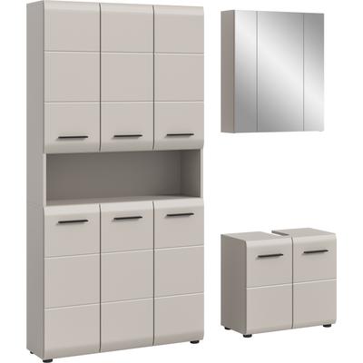 Badezimmer-Set WELLTIME, beige (kaschmir), B:165cm H:185cm T:30cm, Holzwerkstoff, MDF, Kastenmöbel-Sets, Bad-Kombination, Bad-Möbel, Badezimmer, Kombination, Kombi
