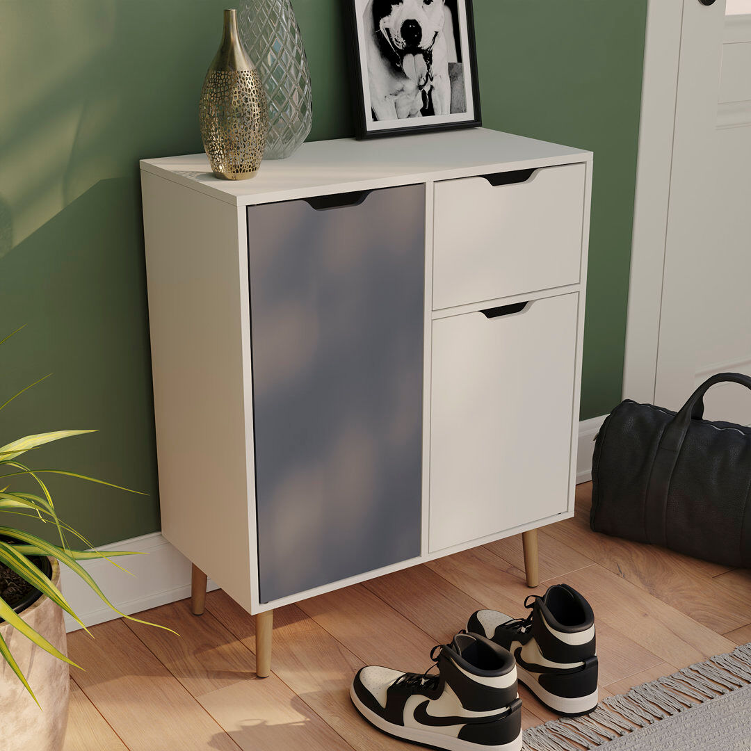 George Oliver Neko Accent Cabinet Grey/White 72cm H X 60cm W X 30cm D