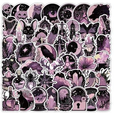 Uplift Picks Pink Black Gothic Astrology Sticker Pack For Cute Halloween Personalization Anywhere 10 Pcs
