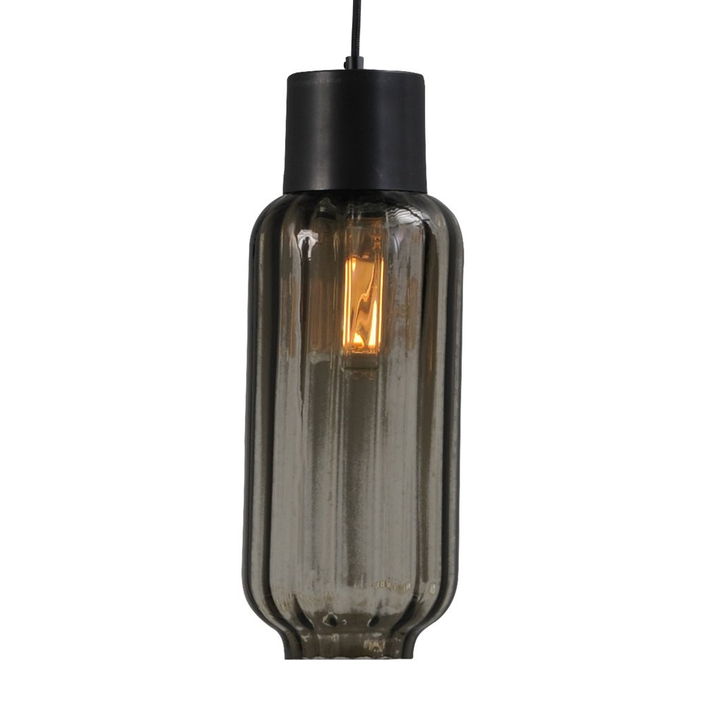 Masterlight Design Hanglamp Lett II met Smoke Glas in Zwart