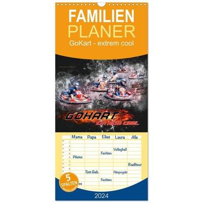 Familienplaner 2027 - GoKart - extrem cool mit 5 Spalten (Wandkalender, 21 x 45 cm) CALVENDO