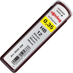 Rotring Druckbleistiftminen S0312410, HB, Hi-Polymer, 0.35mm, 12 Stück