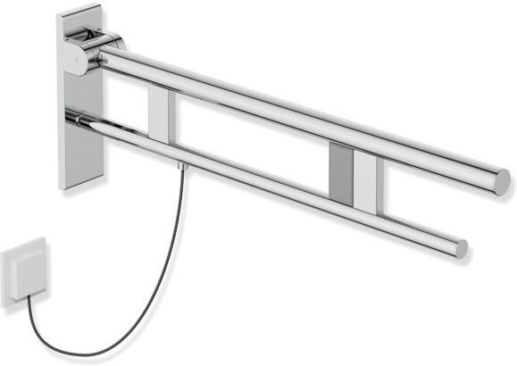 Hewi System 900 Stützklappgriff 900.50.20440 Ausladung 750 mm, Edelstahl verchromt, rechts, E-Spülauslösung