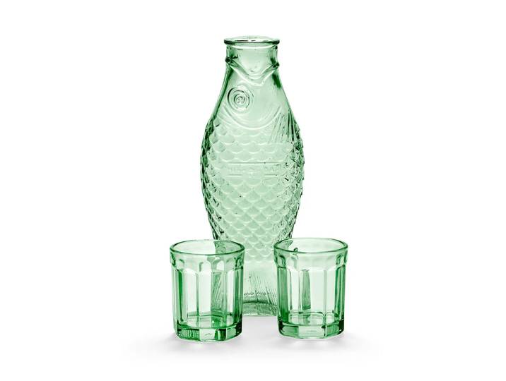 Serax - Fish & Fish Set Karaffe + 2 Gläser M, grün