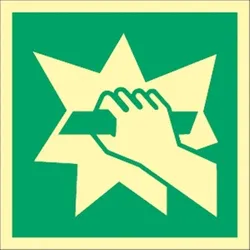 Aufkleber Notausgangsvorrichtung die nach..., , Folie, nachleucht., 160-mcd, 100x100 mm