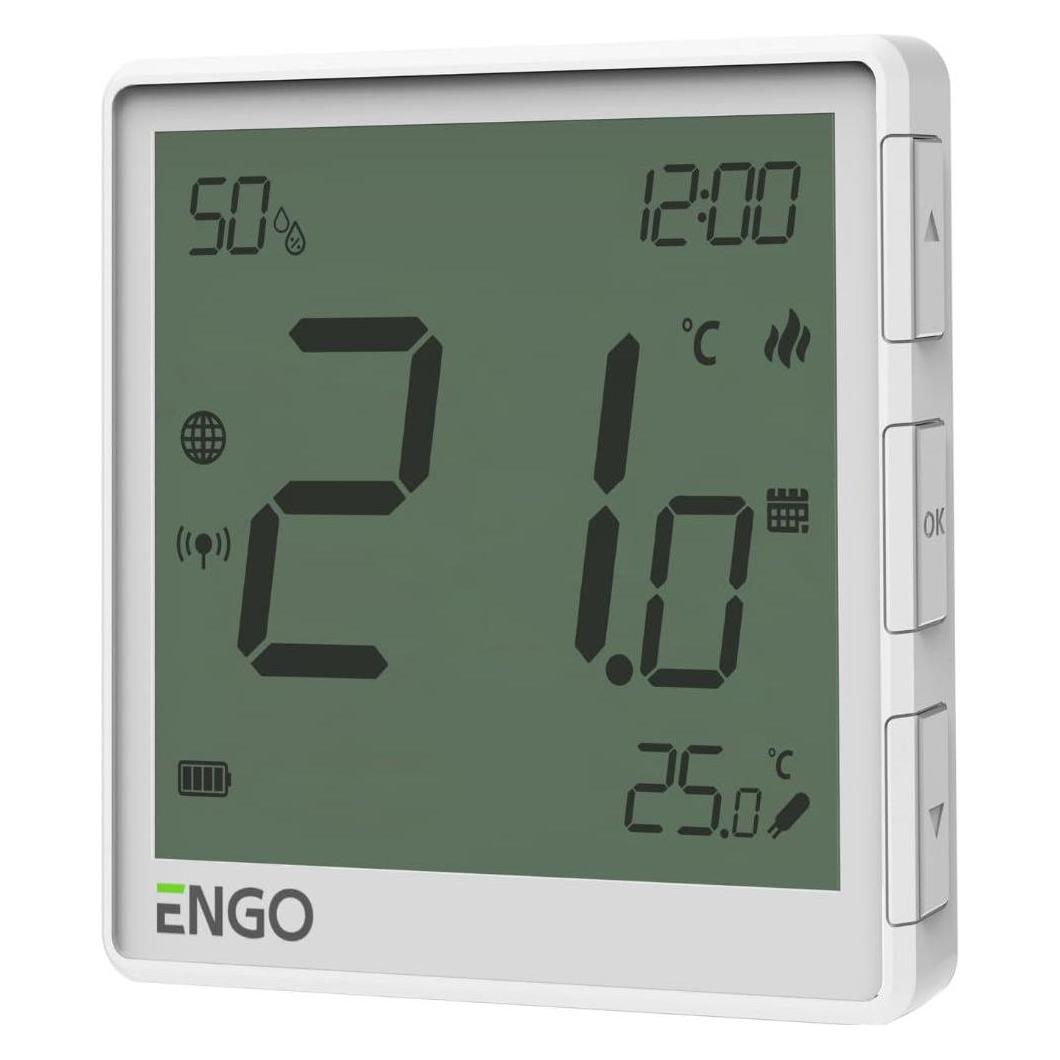 Engo natynkowy, akumulatorowy, internetowy regulator temperatury ZigBee, biały EONEBATW (EONE-BATW)