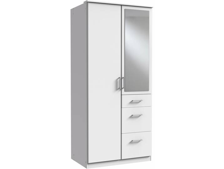 Kleiderschrank WIMEX Click , weiß, B:90cm H:199cm T:58cm, Schränke, Kleiderschrank Drehtürenschrank, mit Spiegel
