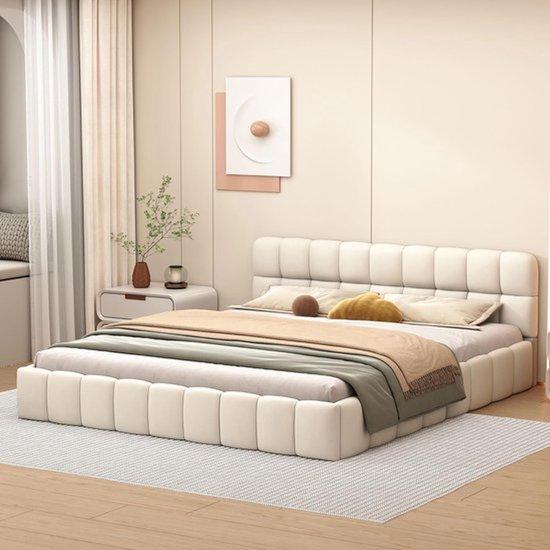 Doppelbett - Ledikant - Boxspring - Slaapbank - Beige - 140x190 cm - Zacht Gewatteert - Stevige MDF Konstruktion