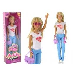 Lean Toys Leantoys Lalka Dla Dzieci Anlily D?ugie Blond W?osy Torebka Okulary Bia?a Bluzka (49671565)
