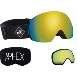 APHEX STYX THE ONE EDITION Magnet Schneebrille 2027 black strap/revo gold + Zusatzglas yellow