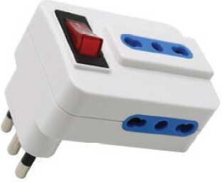 V-Tac Adattatore Multiplo Triplo 3 Prese 2p+t 10/16a Prese/bipasso Standard Italiano E Interruttore Luminoso - Sku 8831