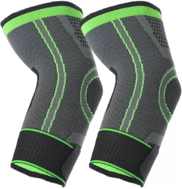 INF Professionelles Sport-Lauf-Basketball-Knie-, Ellbogen-, Handgelenk-, Handflächen- und Knöchel-Schutzset S Grün
