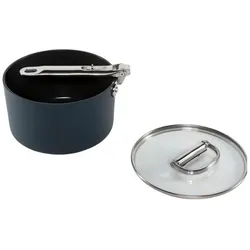 Joseph Joseph Space Stielkasserolle einklappbarer Griff mit Deckel D19cm, Pfanne + Kochtopf, Silber, Blau