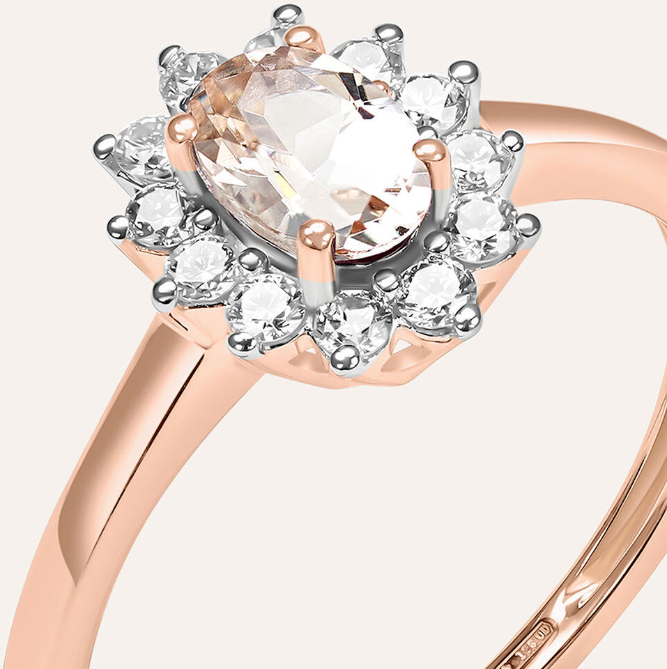 Stroili Anello Solitario Kate Jasmine Oro Rosa Morganite Diamante Collezione: Jasmine - Misura 52 Oro Rosa