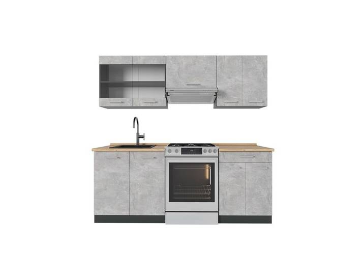 Cuisine R-Line 200cm sans PT Béton/Anthracite Vicco 54181