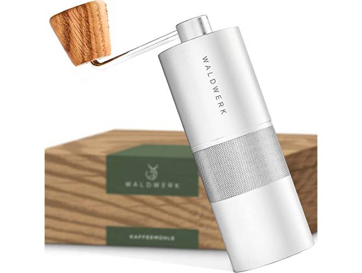 WALDWERK Kaffeemühle - Manuell Mit Präzisem Edelstahlmahlwerk - Kegelmahlwerk Mit Holzgriff - Plastikfreie Espressomühle
