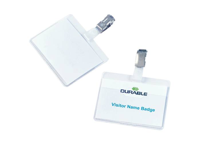 DURABLE Pochette porte- badges semi ouvert 60 x 90 mm - Avec clip rotatif - Transparent - Boîte de 25