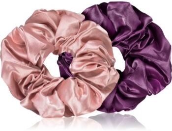 BrushArt Hair Large satin scrunchie set elásticos para cabelo Pink & Violet . Hair Large satin scrunchie set