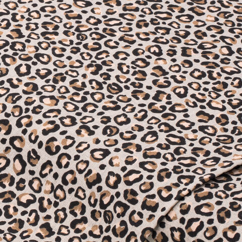 Baumwollstoff Leo-Print "Mona", grau-color