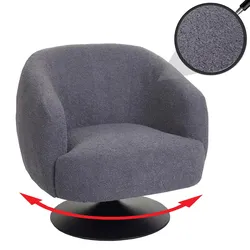 Lounge-Sessel MCW-J76, Cocktailsessel Sessel drehbar, Bouclé Stoff Metall ~ dunkelgrau