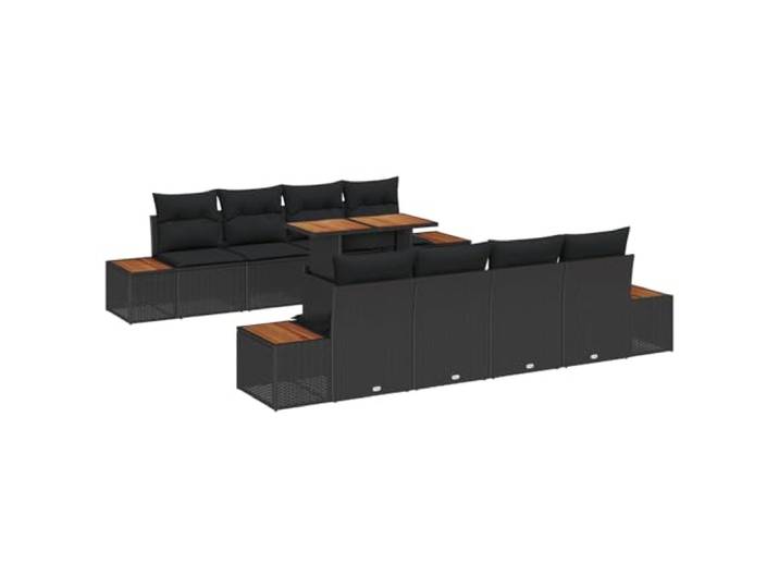 KTHLBRH Modulares Outdoor Dining Set Eckbank, Modernes Gartenset mit Ecksofa und Tisch, Garten Essgruppe aus Poly Rattan mit Kissen und Essgruppe für Terrasse aus Akazienholz, 9-teiliges