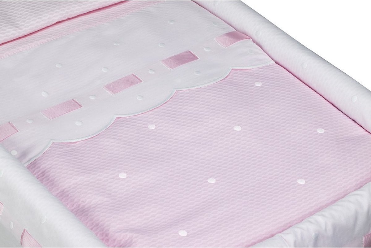 Don Algodon Wiegbekleding Zoe Roze/wit Katoen 70 x 45 cm