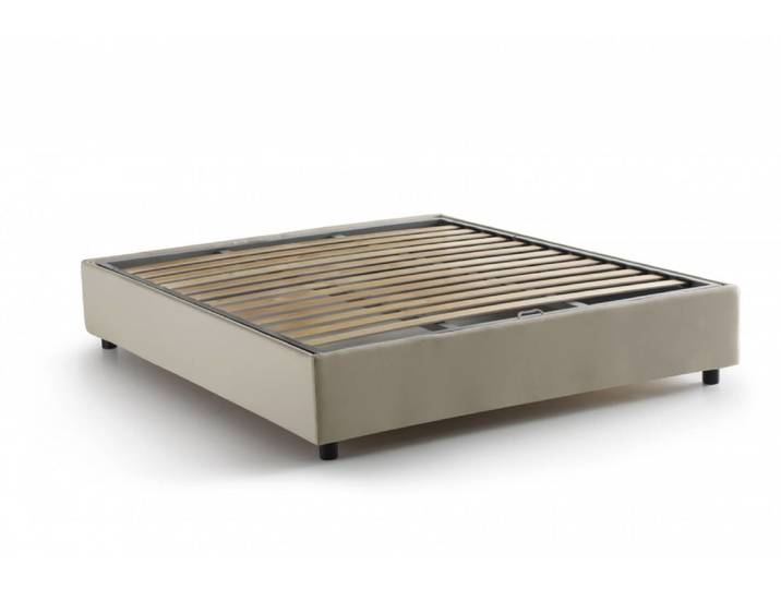 Lit double en tissu beige 140x190 cm