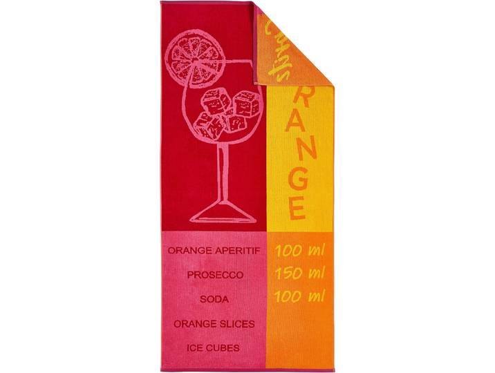 Strandtuch DYCKHOFF Aperitif , rot (grenadine), B:80cm L:180cm, Frottiervelours, Obermaterial: 100% Baumwolle, Handtücher, Strandtuch, eine Seite Velours, eine Seite Frottier