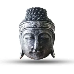 Home Decoration Buddha Head - 25cm - Silver Shine Finish