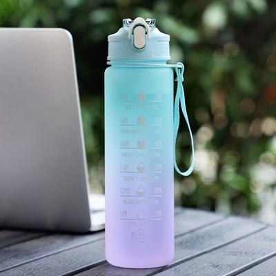 Cozy Casa Charm Gradient Rainbow Frosted Sports Water Bottle Leakproof Motivational Fitness Mug green