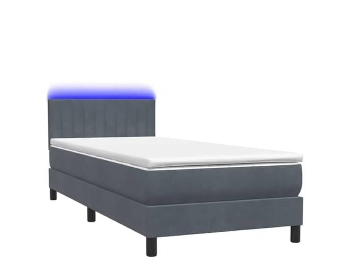 HMDNGOUT Boxspringbett mit Matratze & LED Dunkelgrau 80x220 cm Samt